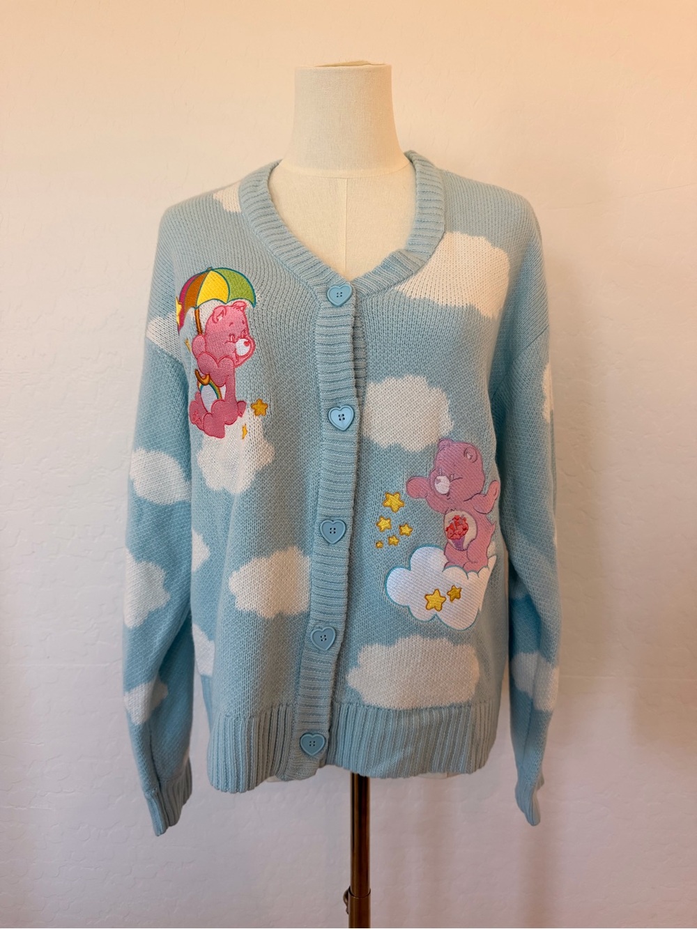 Hot Topic Care Bears Cloud Chunky Knit Skimmer Cardigan size small